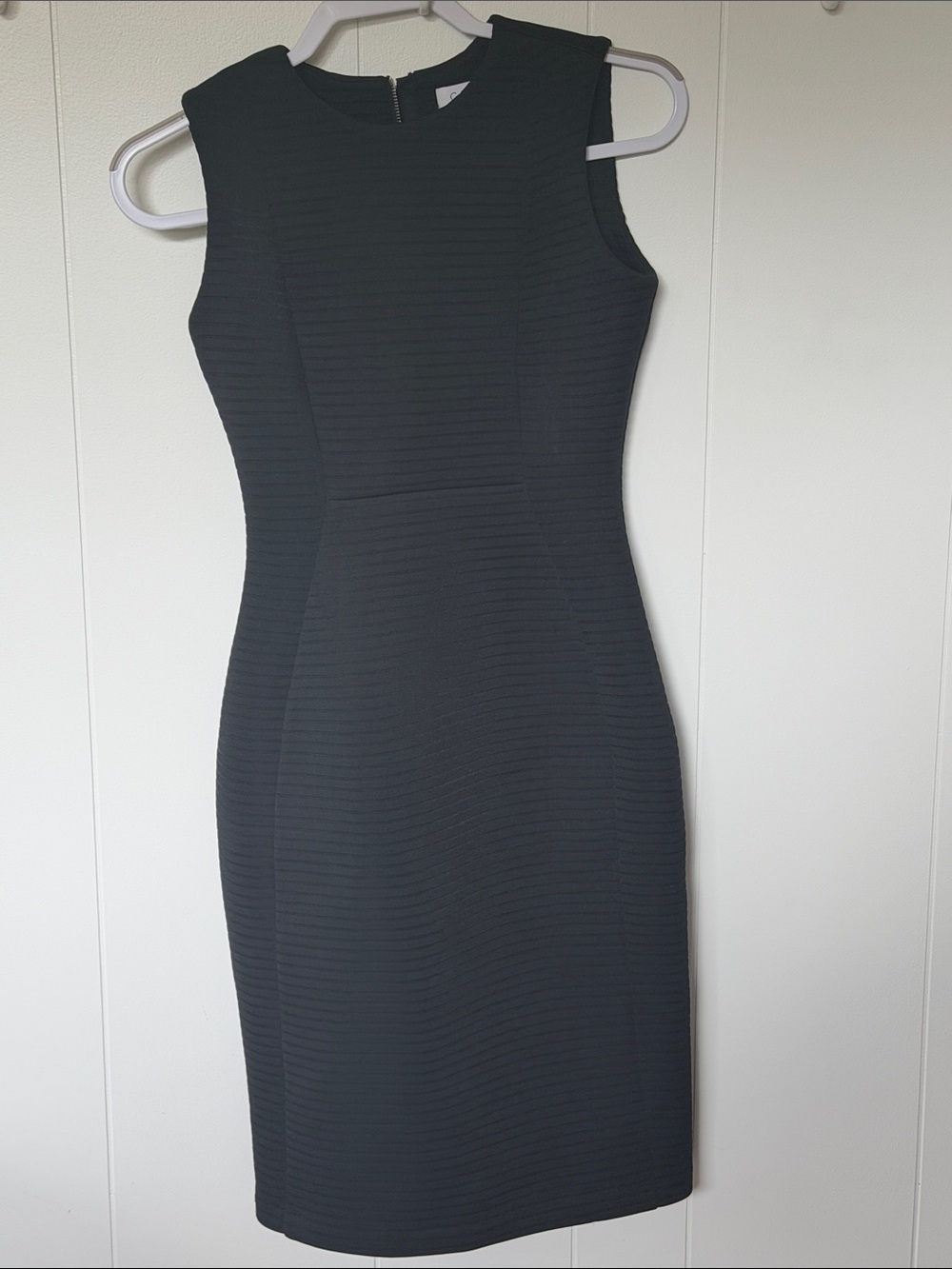 Calvin Klein Black Sleeveless Textured Sheath Dress